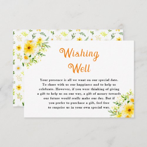 Summer Daisies Floral Wedding Wishing Well Enclosure Card