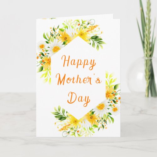 Summer Daisies Yellow Floral Happy Mothers Day Card