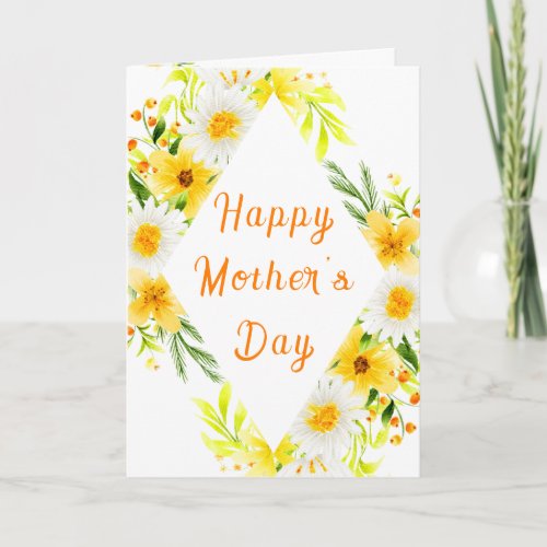 Summer Daisies Yellow Floral Happy Mothers Day Card