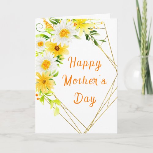 Summer Daisies Yellow Floral Happy Mothers Day Card