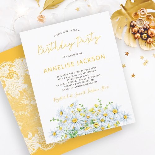 Summer daisies yellow lace BUDGET birthday party