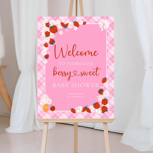 Summer Daisy Berry Sweet Baby Shower Welcome Sign