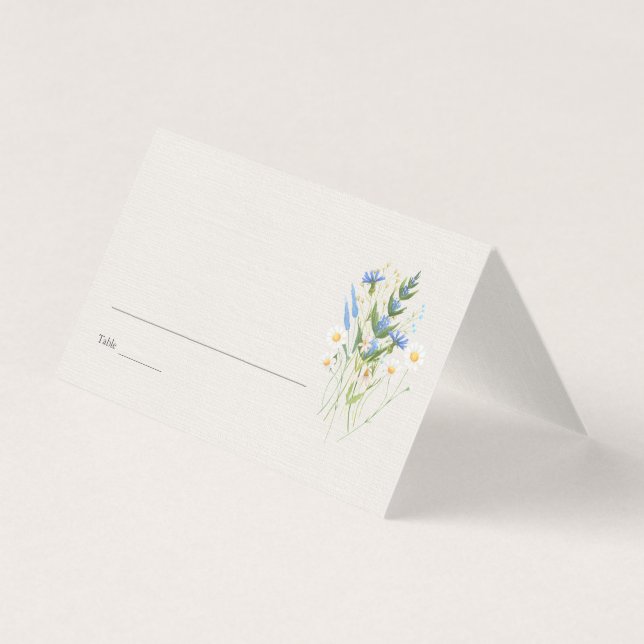 Summer Daisy Botanical Wedding Table Place Card (Front)
