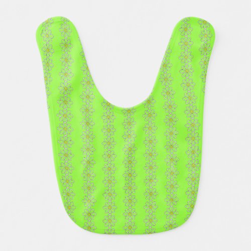 Summer daisy chain on fresh lime green  baby bib