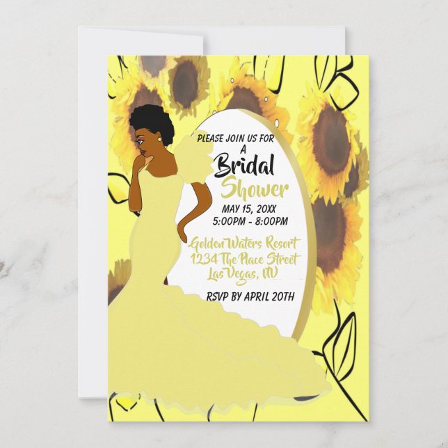 Summer Daisy Floral African American Bridal Shower Invitation (Front)