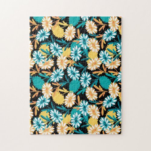 Summer Daisy Flower Garden Black Ver Jigsaw Puzzle