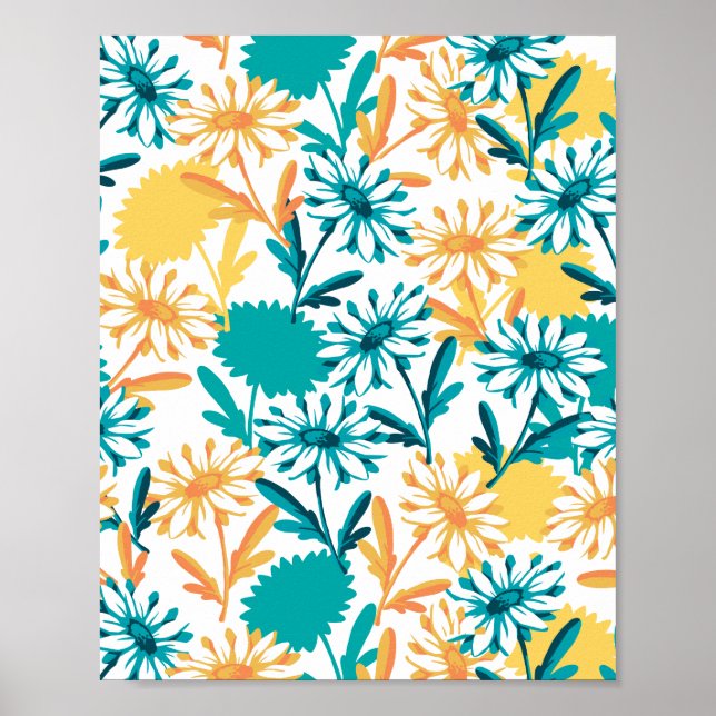Summer Daisy Flower Garden Poster (Front)