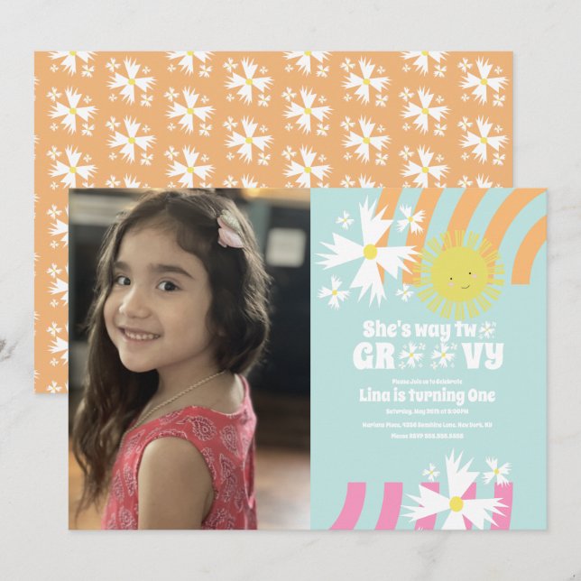 Summer Daisy Flower Retro Way Two Groovy Photo  (Front/Back)