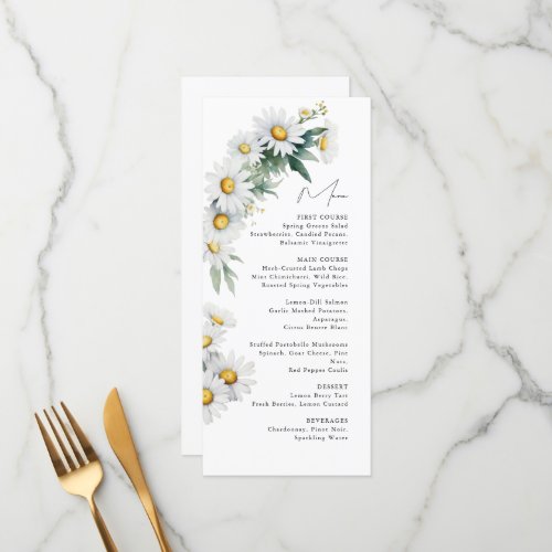 Summer daisy flower wedding menu