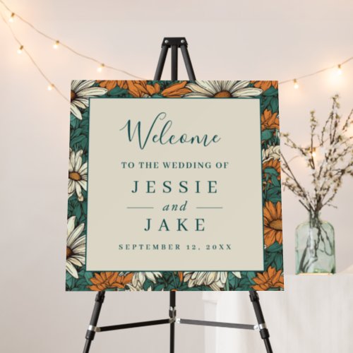Summer daisy flowers Wedding Welcome sign
