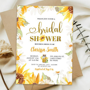 Summer Daisy Sunflower Gold Bee Bridal Shower Invitation