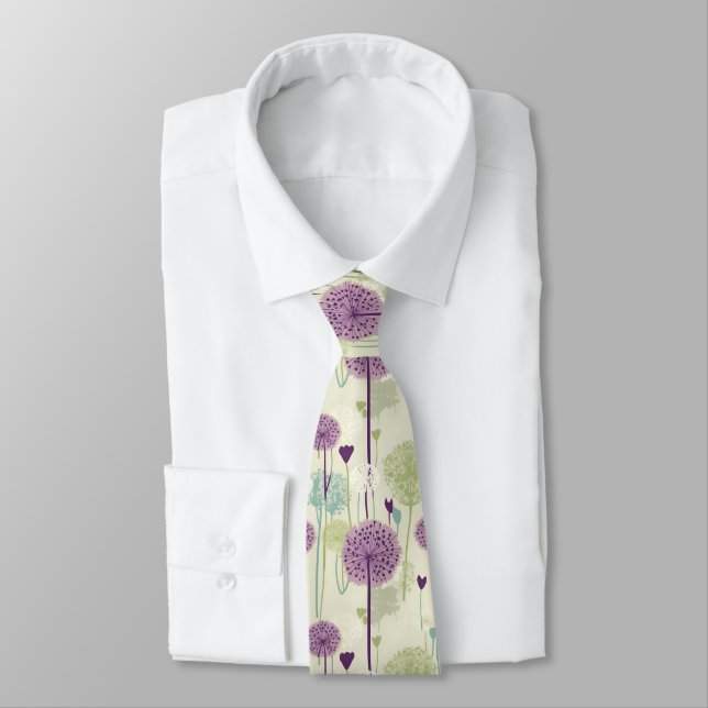 Summer Dandelion Design Neck Tie (Tied)