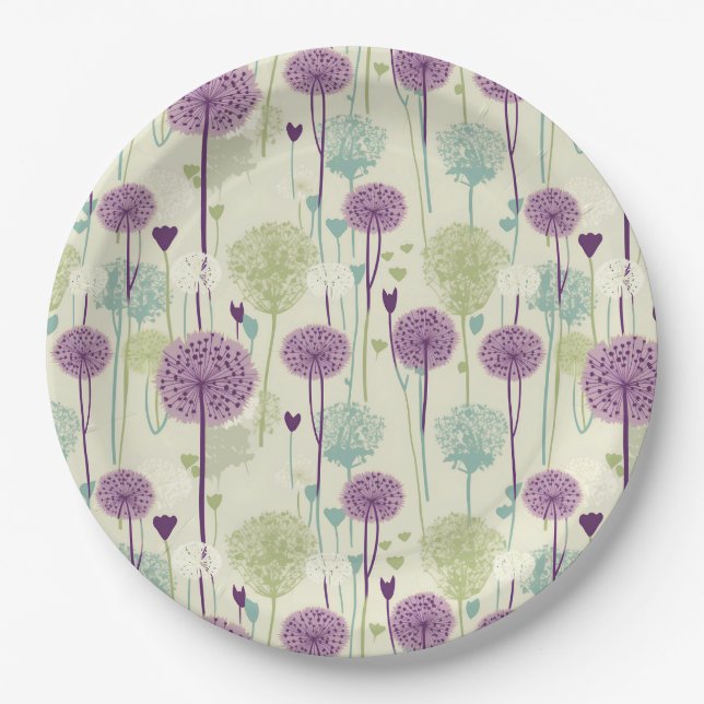 Summer Dandelion Design Paper Plates (Front)