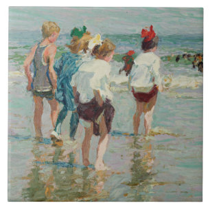 Summer Day at Brighton Beach (by E.H. Potthast) Ceramic Tile