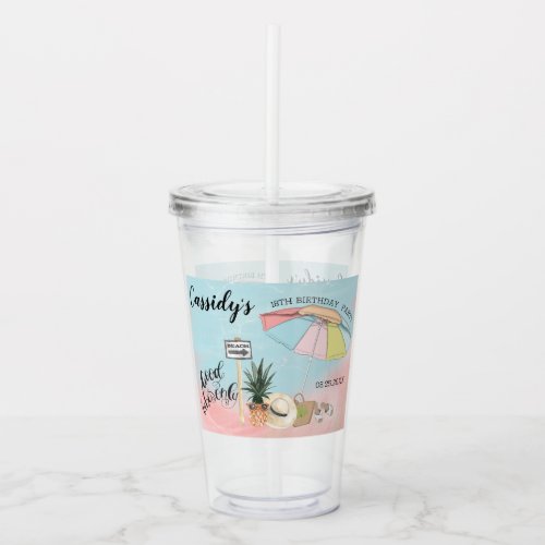 Summer Day at the Beach 18th Birthday  Party Acrylic Tumbler