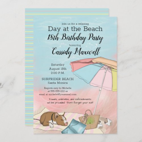 Summer Day at the Beach 18th Birthday Party Invitation