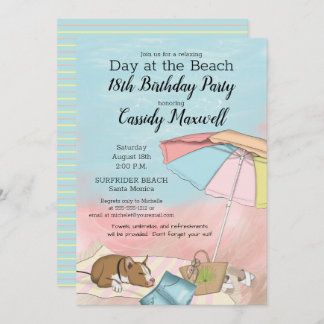 Summer Day at the Beach 18th Birthday Party Invitation