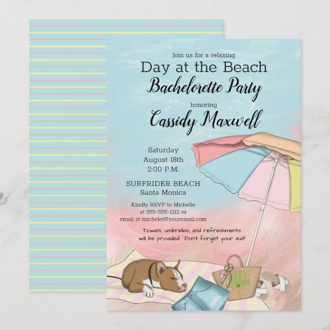 Summer Day at the Beach Bachelorette Party Invitation (Front/Back)