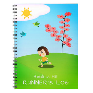 Summer Day Kid Running Personalized Runner's Log Notebook