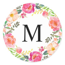 Summer Day Monogram Classic Round Sticker Summer Day Monogram Classic Round Sticker