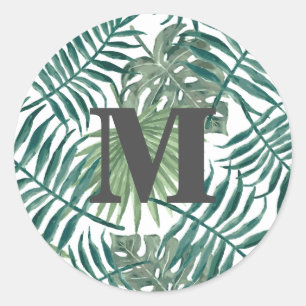 Summer Day Monogram Classic Tropical Pool Party Classic Round Sticker