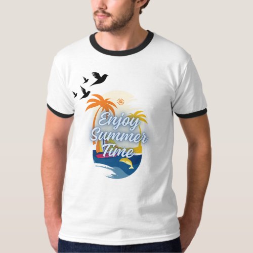 Summer day t_shirt design with nature background