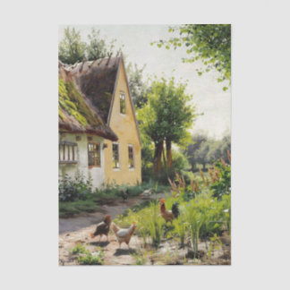 Summer Day with Chickens in the Backyard of a Farm Tissue Paper