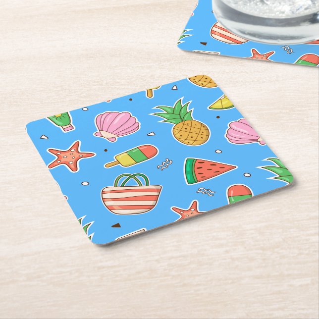 Summer Days Beach Paper Coaster (Angled)