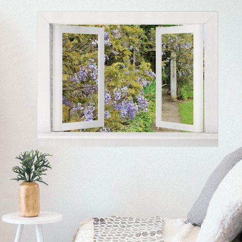 Summer Days _ Open Window View with Blue Wisteria Poster