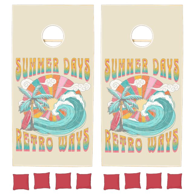 Summer days, retro ways text design cornhole set (Set)