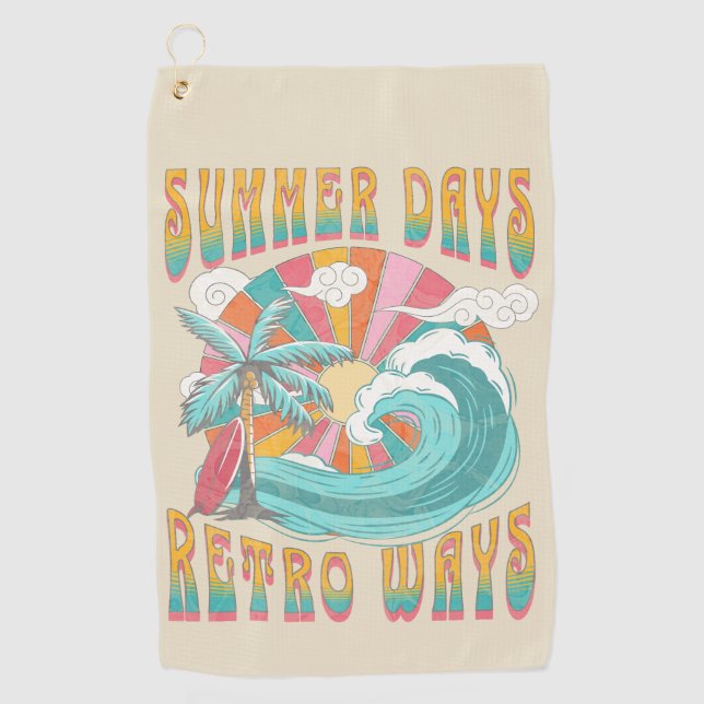 Summer days, retro ways text design golf towel (Front)