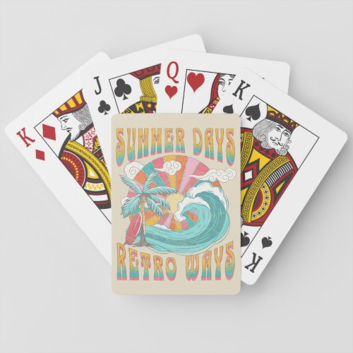 Summer days retro ways text design playing cards