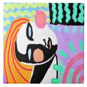 Summer Daze Abstract Digital Painting Ceramic Tile