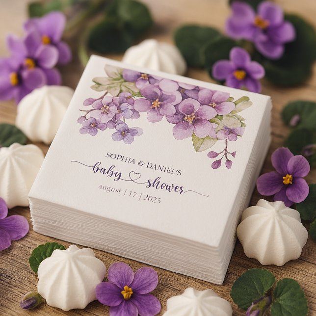 Summer Delicate Violet Flowers Baby Shower Napkins (Summer Delicate Violet Flowers Baby Shower Napkins)
