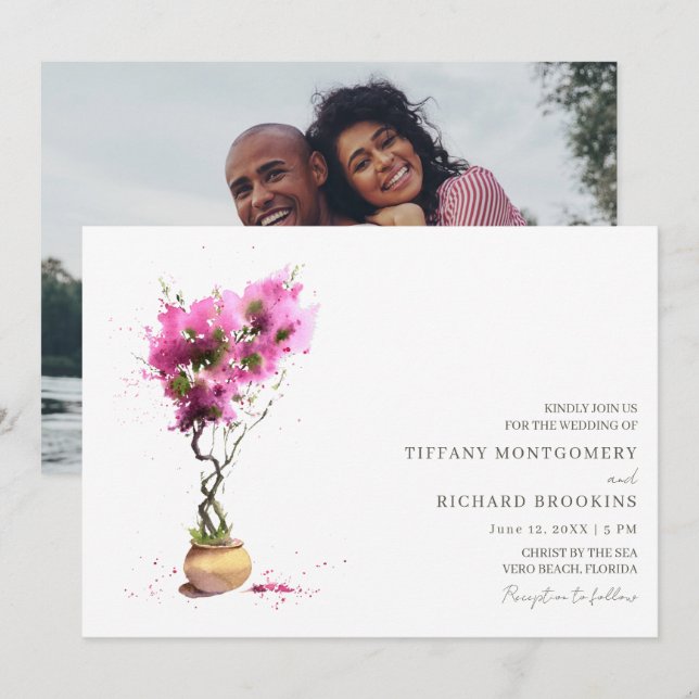 Summer Destination Wedding Photo   Invitation (Front/Back)