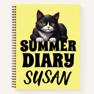 SUMMER DIARY CUTE CAT PERSONALIZED GIRLS NOTEBOOK