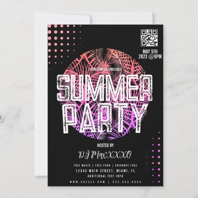 Summer DJ Event Beach Party Bar Club Flyer Invitation (Front)