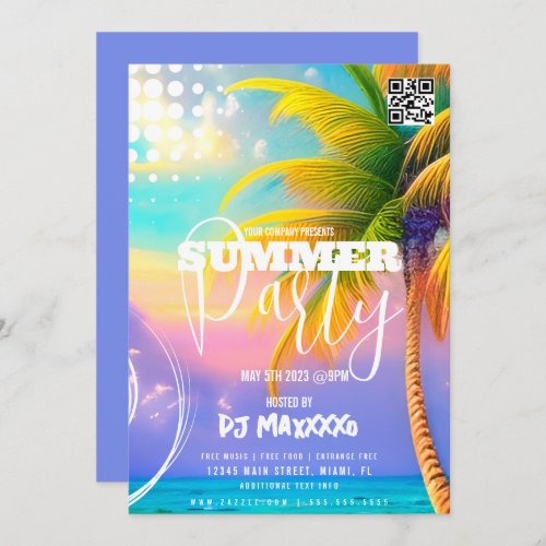 Summer DJ Event Beach Party Club Flyer C Invitation