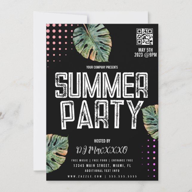 Summer DJ Event Party Bar Club Flyer Invitation (Front)