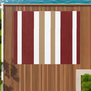 Summer Dk Red Brown White Broad Stripes  Outdoor Rug
