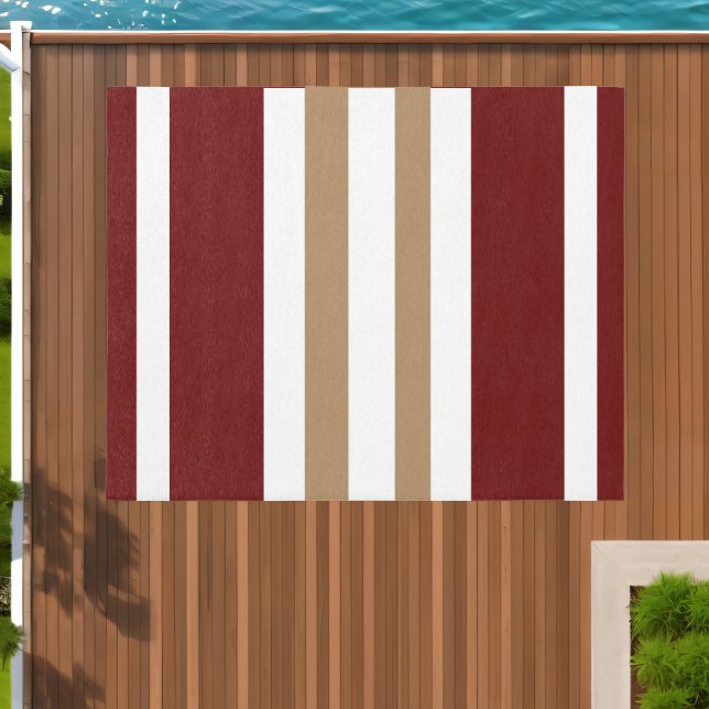 Summer Dk Red Brown White Broad Stripes  Outdoor Rug (Insitu (Outdoor 1))