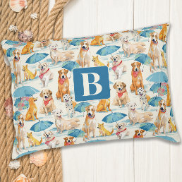 Summer Dogs Colorful Personalized Monogram Pattern Pet Bed