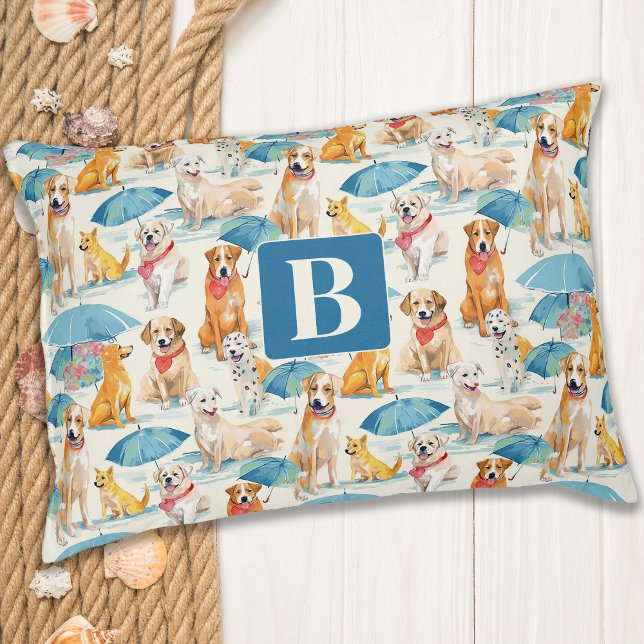 Summer Dogs Colorful Personalized Monogram Pattern Pet Bed (Creator Uploaded)