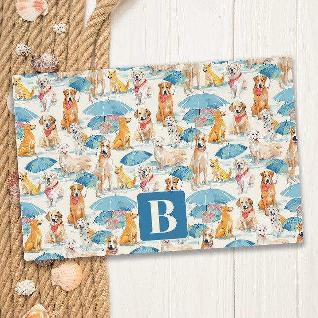 Summer Dogs Colorful Personalized Monogram Pattern Placemat (Creator Uploaded)