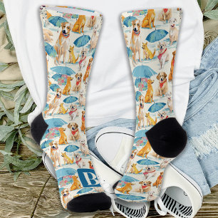 Summer Dogs Colorful Personalized Monogram Pattern Socks