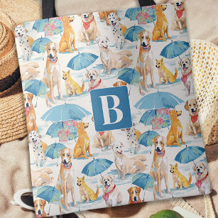 Summer Dogs Colorful Personalized Monogram Pattern Tote Bag