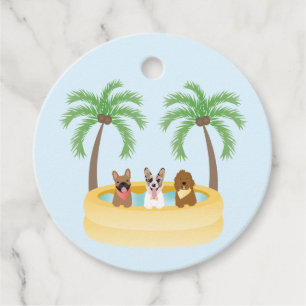 Summer Dogs Swimming Pool Favor Tags