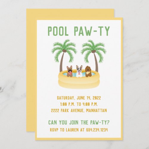 Summer Dogs Swimming Pool Invitation