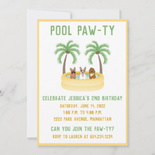 Summer Dogs Swimming Pool Invitation