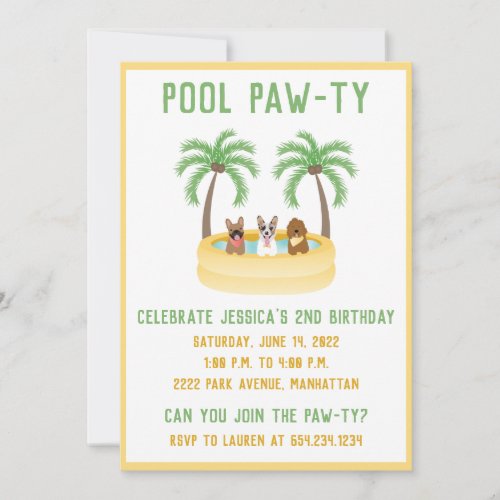 Summer Dogs Swimming Pool Invitation